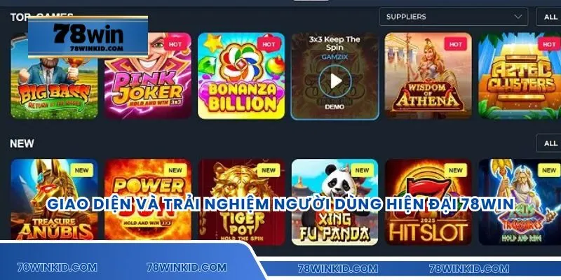 Giao diện và trải nghiệm người dùng hiện đại 78win